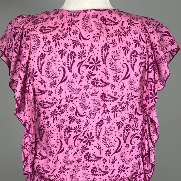 Coolchange Quinn Womens Ruffled Tunic Dress Swim Cover Purple Pink Floral size S - Picture 6 of 12